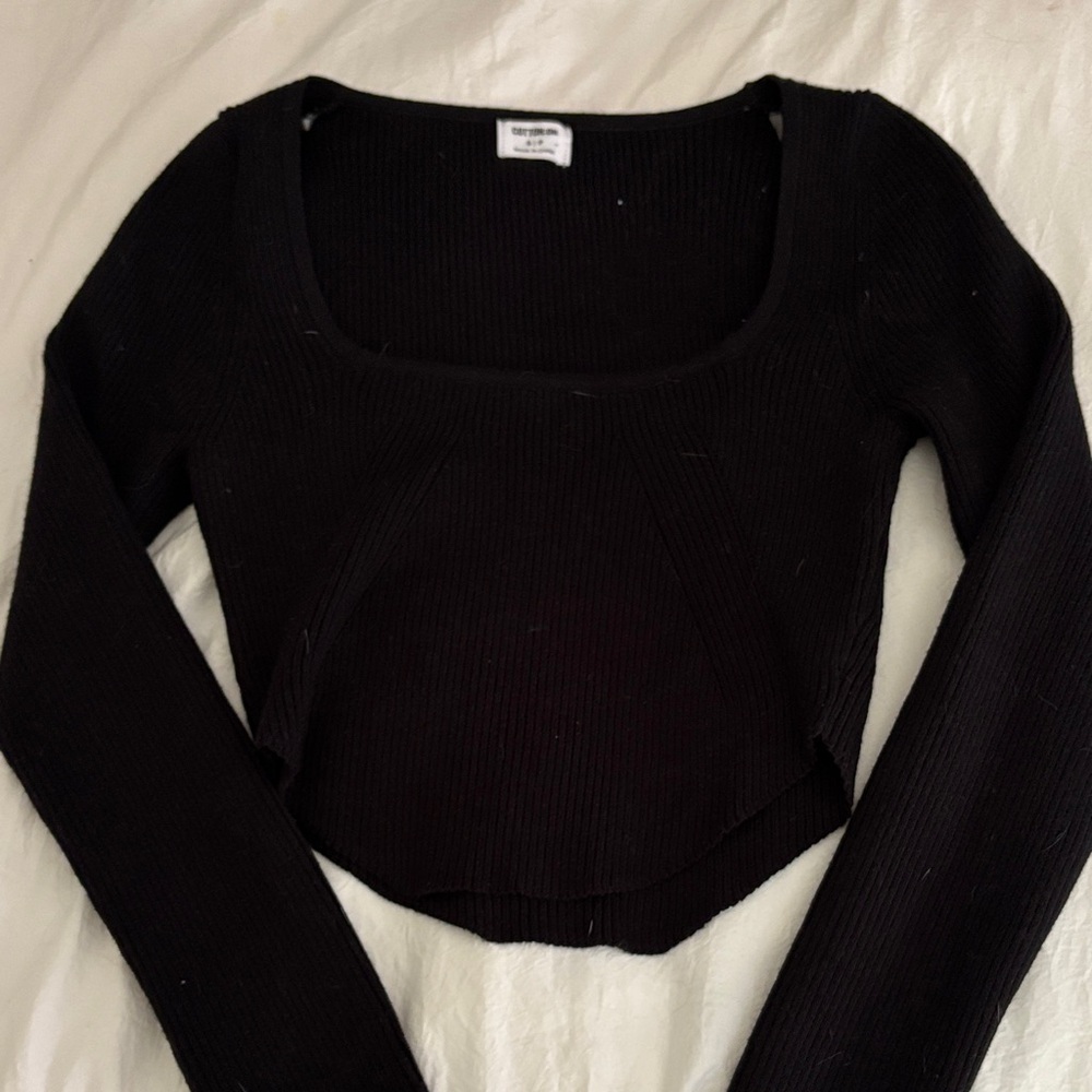 Cotton On Black Ribbed Knit Top